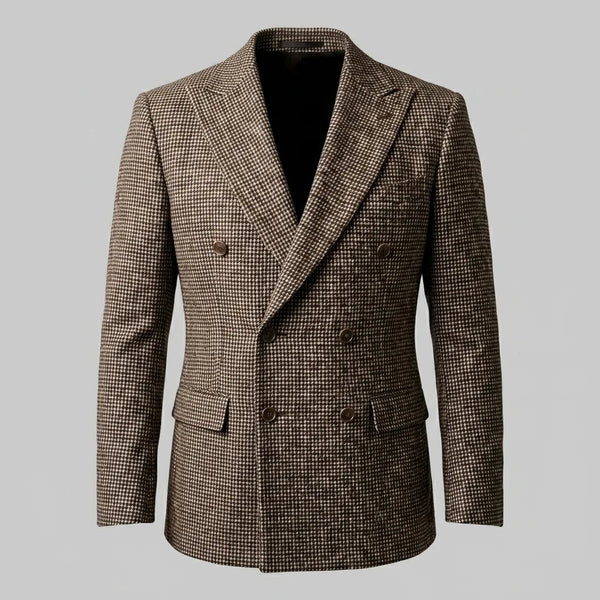 BENNETT | MEN'S DOUBLE-BREASTED CHECK BLAZER, SLIM FIT STRUCTURED LAPEL SMART-CASUAL JACKET - Zarino Newstyle