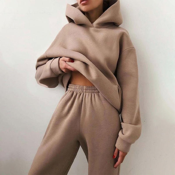 MARITTE | WOMEN'S TWO-PIECE HOODED LOUNGE SET, OVERSIZED SWEATSHIRT & COMFORT JOGGERS - Zarino Newstyle