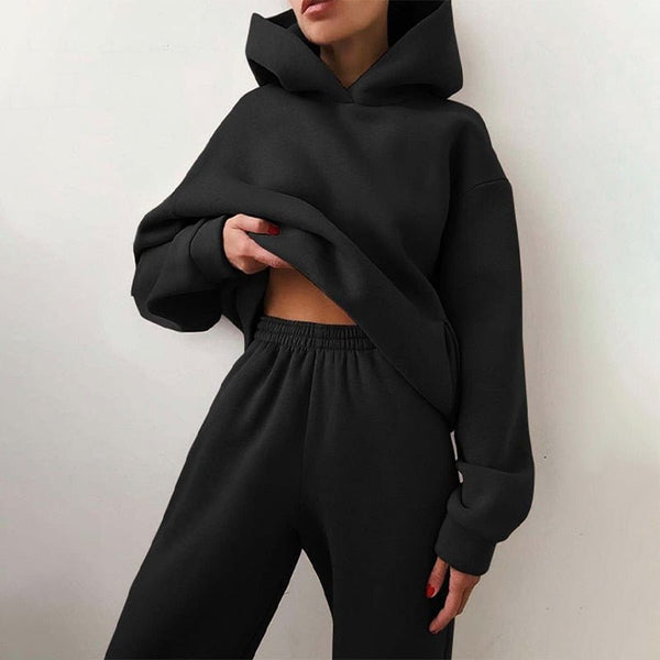 MARITTE | WOMEN'S TWO-PIECE HOODED LOUNGE SET, OVERSIZED SWEATSHIRT & COMFORT JOGGERS