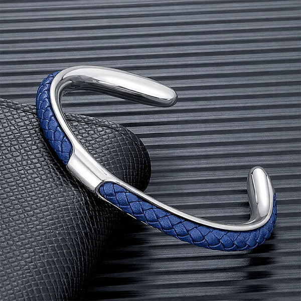 MEN'S BRAIDED CORD OPEN CUFF BRACELET