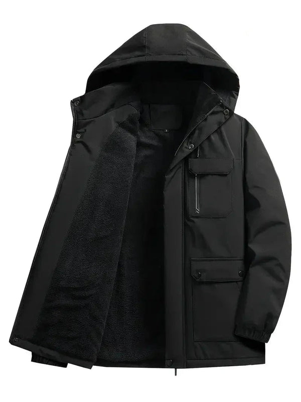 THAYER | MEN'S WATERPROOF HOODED PARKA, FLEECE-LINED INSULATED WINTER JACKET