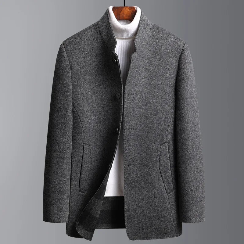 ALDEN | MEN'S TEXTURED STAND-COLLAR JACKET, BUTTON-FRONT SMART-CASUAL WINTER COAT - Zarino Newstyle