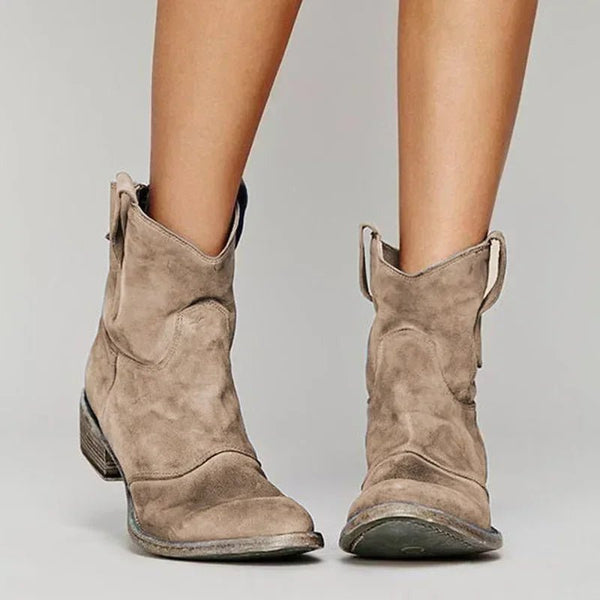 BEATRIX | WOMEN'S VINTAGE WESTERN ANKLE BOOTS, CLASSIC COWBOY-STYLE LEATHER FOOTWEAR - Zarino Newstyle