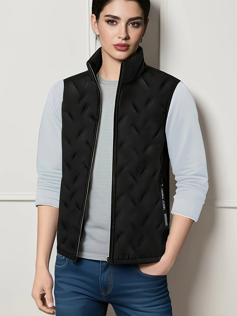 BECKETT | MEN'S FLEECE-LINED SLEEVELESS VEST, STAND COLLAR LIGHTWEIGHT WINTER LAYER – BLACK - Zarino Newstyle