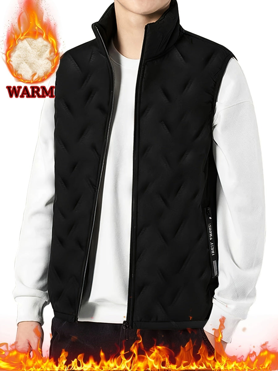 BECKETT | MEN'S FLEECE-LINED SLEEVELESS VEST, STAND COLLAR LIGHTWEIGHT WINTER LAYER – BLACK - Zarino Newstyle