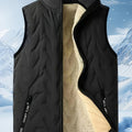 BECKETT | MEN'S FLEECE-LINED SLEEVELESS VEST, STAND COLLAR LIGHTWEIGHT WINTER LAYER – BLACK - Zarino Newstyle