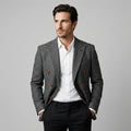 BENNETT | MEN'S DOUBLE-BREASTED CHECK BLAZER, SLIM FIT STRUCTURED LAPEL SMART-CASUAL JACKET - Zarino Newstyle