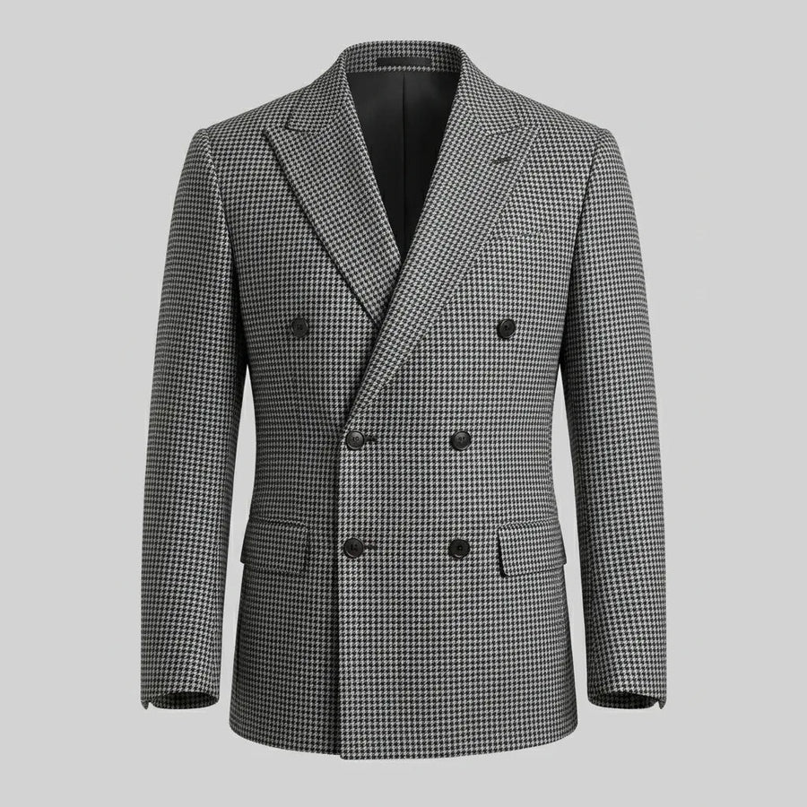 BENNETT | MEN'S DOUBLE-BREASTED CHECK BLAZER, SLIM FIT STRUCTURED LAPEL SMART-CASUAL JACKET - Zarino Newstyle