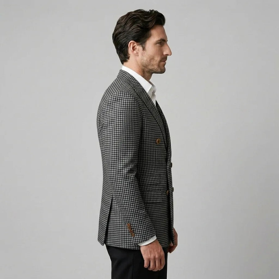 BENNETT | MEN'S DOUBLE-BREASTED CHECK BLAZER, SLIM FIT STRUCTURED LAPEL SMART-CASUAL JACKET - Zarino Newstyle
