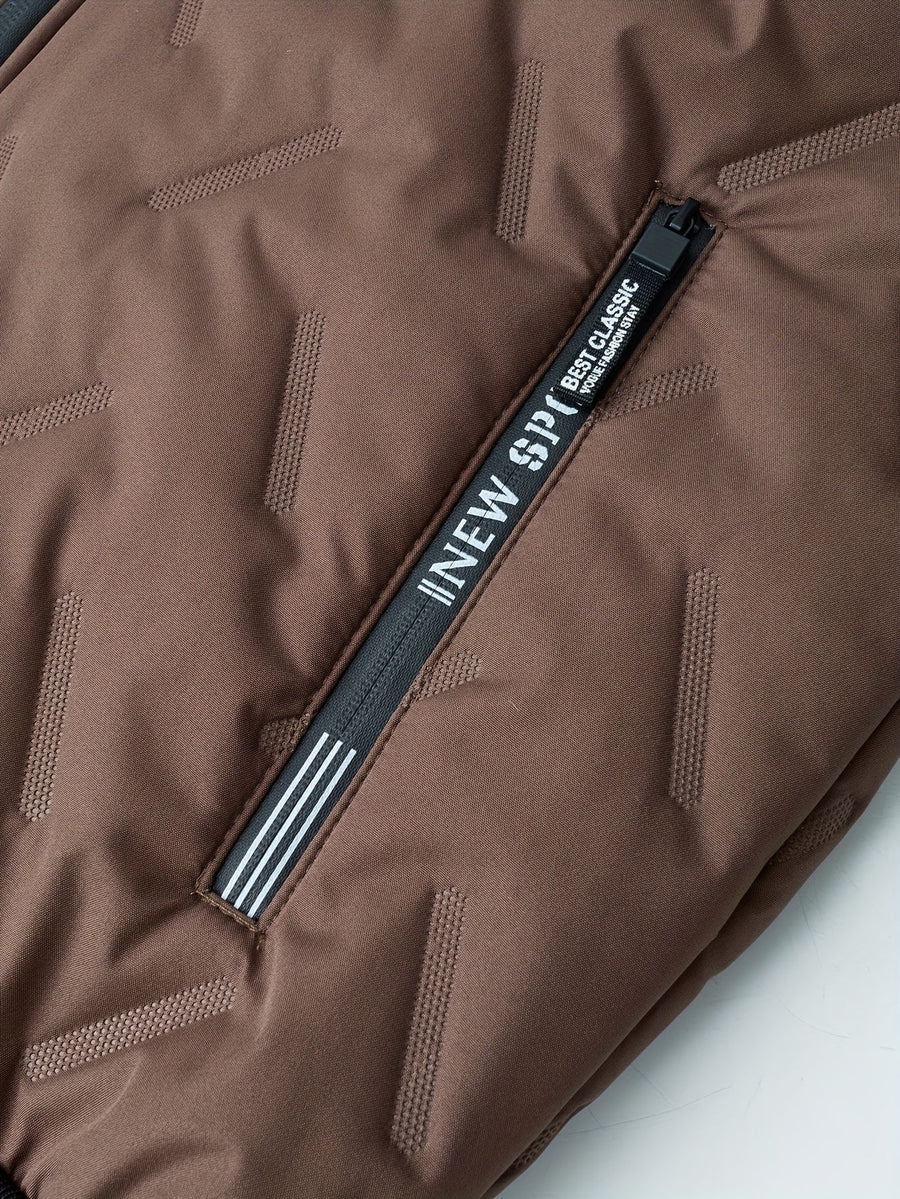 BLAINE | MEN'S FLEECE-LINED HOODED WINTER JACKET, INSULATED FULL-ZIP CASUAL COAT – BROWN - Zarino Newstyle