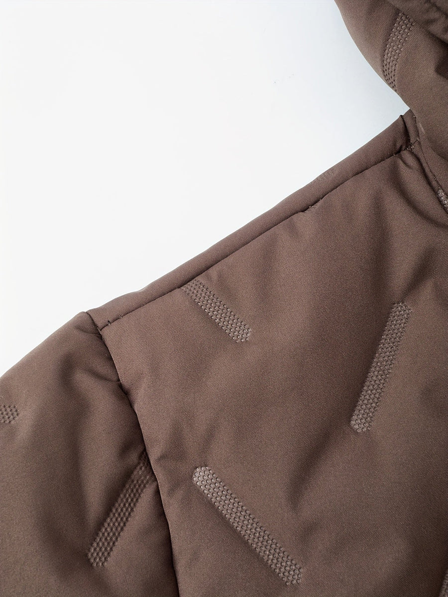 BLAINE | MEN'S FLEECE-LINED HOODED WINTER JACKET, INSULATED FULL-ZIP CASUAL COAT – BROWN - Zarino Newstyle