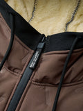 BLAINE | MEN'S FLEECE-LINED HOODED WINTER JACKET, INSULATED FULL-ZIP CASUAL COAT – BROWN - Zarino Newstyle
