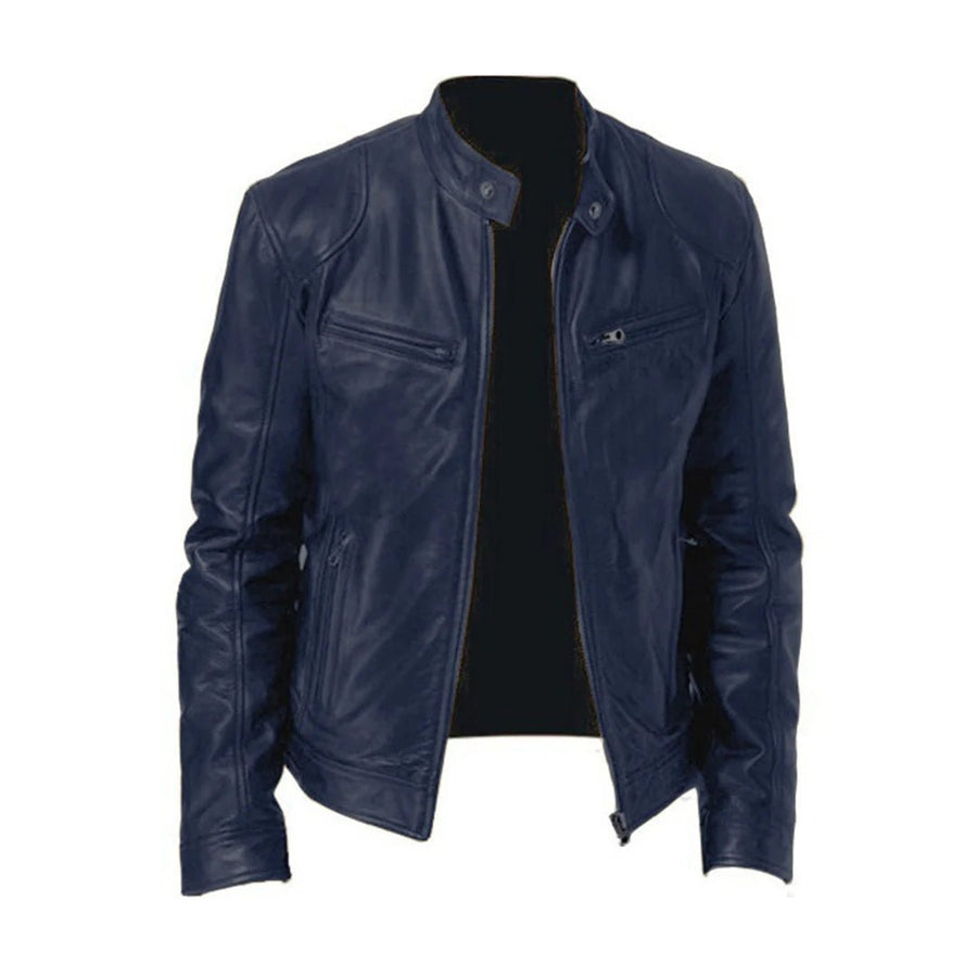 BLAKE | MEN'S CLASSIC LEATHER BIKER JACKET, ZIP-UP MOTORCYCLE OUTERWEAR - Zarino Newstyle