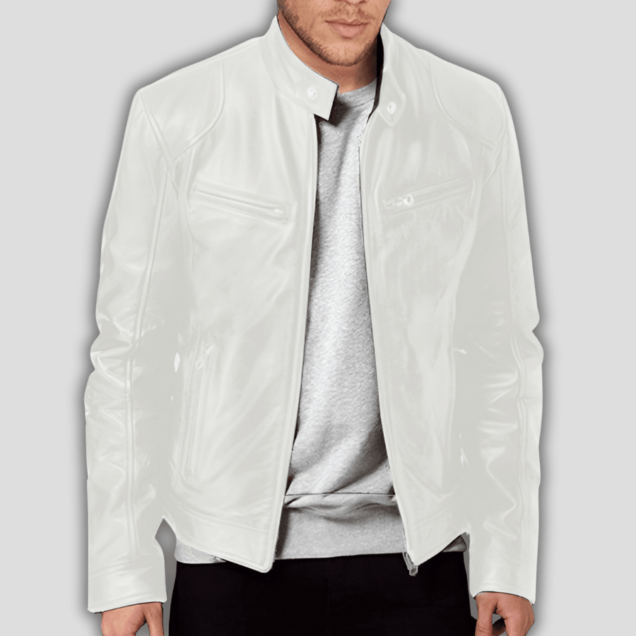 BLAKE | MEN'S CLASSIC LEATHER BIKER JACKET, ZIP-UP MOTORCYCLE OUTERWEAR - Zarino Newstyle
