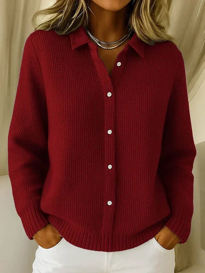BLYTHE | WOMEN'S BUTTON-FRONT KNIT CARDIGAN, TEXTURED RELAXED FIT SWEATER - Zarino Newstyle