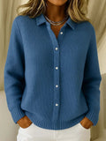 BLYTHE | WOMEN'S BUTTON-FRONT KNIT CARDIGAN, TEXTURED RELAXED FIT SWEATER - Zarino Newstyle