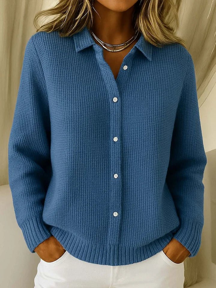 BLYTHE | WOMEN'S BUTTON-FRONT KNIT CARDIGAN, TEXTURED RELAXED FIT SWEATER - Zarino Newstyle