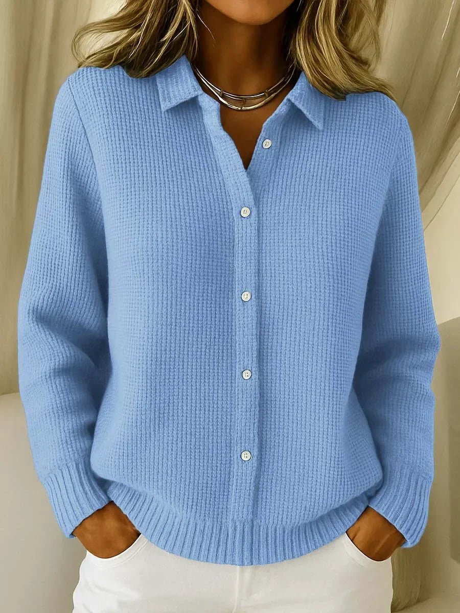 BLYTHE | WOMEN'S BUTTON-FRONT KNIT CARDIGAN, TEXTURED RELAXED FIT SWEATER - Zarino Newstyle