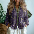 BRIANNA | WOMEN'S BUTTON-FRONT PRINTED BLOUSE, RELAXED VINTAGE LEAF PRINT LIGHTWEIGHT SHIRT - Zarino Newstyle