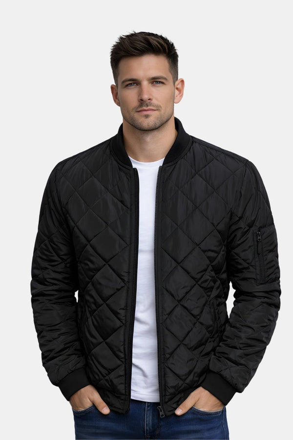 CEDRIC | MEN'S QUILTED BOMBER JACKET, LIGHTWEIGHT ZIP-UP SPRING OUTERWEAR - Zarino Newstyle