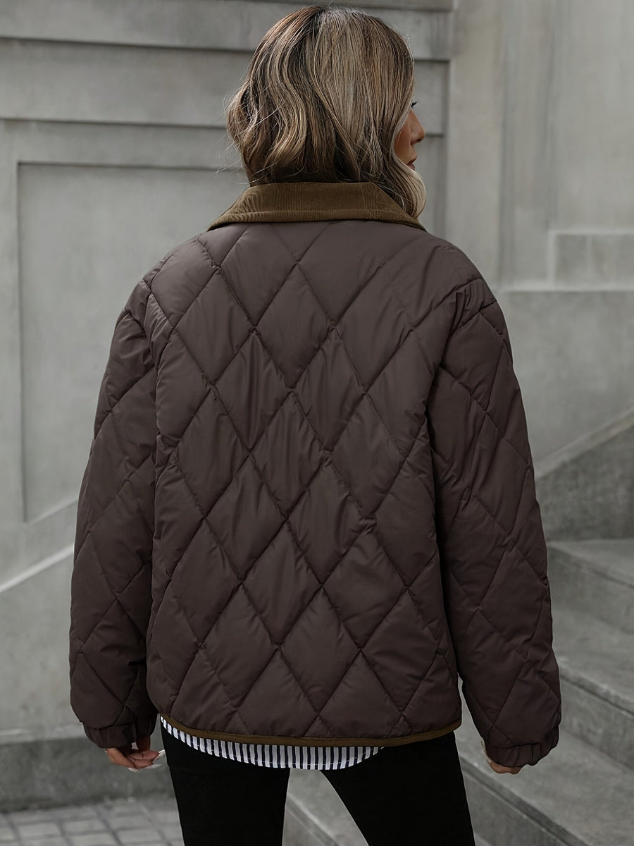 CELINE | WOMEN'S DIAMOND-QUILTED PADDED JACKET, RELAXED FIT INSULATED WINTER COAT - Zarino Newstyle