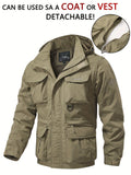 COLTER | MEN'S MULTI-POCKET CARGO JACKET, HOODED UTILITY OUTDOOR JACKET – KHAKI - Zarino Newstyle
