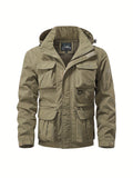 COLTER | MEN'S MULTI-POCKET CARGO JACKET, HOODED UTILITY OUTDOOR JACKET – KHAKI - Zarino Newstyle