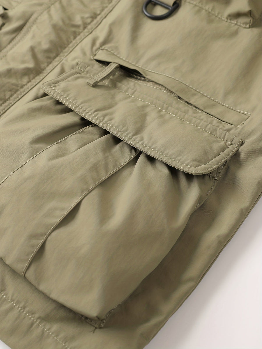 COLTER | MEN'S MULTI-POCKET CARGO JACKET, HOODED UTILITY OUTDOOR JACKET – KHAKI - Zarino Newstyle