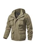 COLTER | MEN'S MULTI-POCKET CARGO JACKET, HOODED UTILITY OUTDOOR JACKET – KHAKI - Zarino Newstyle