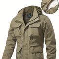 COLTER | MEN'S MULTI-POCKET CARGO JACKET, HOODED UTILITY OUTDOOR JACKET – KHAKI - Zarino Newstyle
