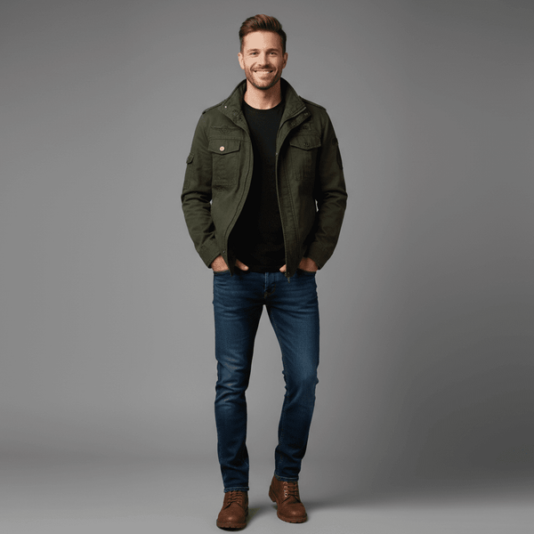 CONRAD | MEN'S COTTON CARGO JACKET, MULTI-POCKET ZIP-UP SPRING OUTERWEAR