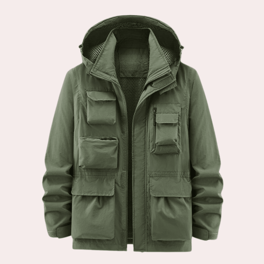 CROSBY | MEN'S LIGHTWEIGHT HOODED UTILITY JACKET, QUICK-DRY MULTI-POCKET CASUAL COAT - Zarino Newstyle