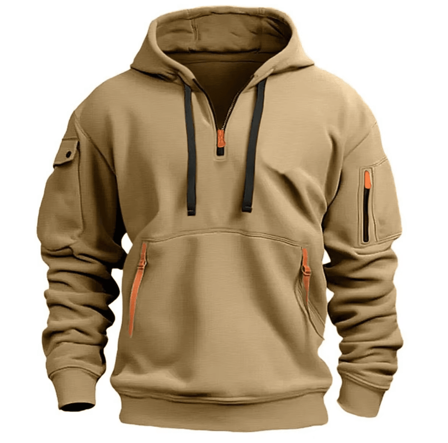 DARIUS | MEN'S HALF-ZIP UTILITY HOODIE, ZIP POCKET PULLOVER - Zarino Newstyle