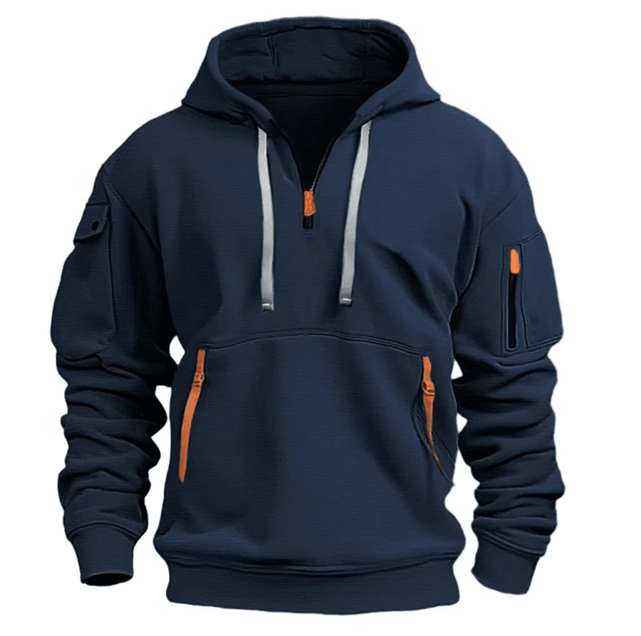 DARIUS | MEN'S HALF-ZIP UTILITY HOODIE, ZIP POCKET PULLOVER - Zarino Newstyle