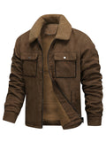 DESMOND | MEN'S FLEECE-LINED WINTER JACKET, CLASSIC FULL-ZIP CASUAL COAT – BROWN - Zarino Newstyle