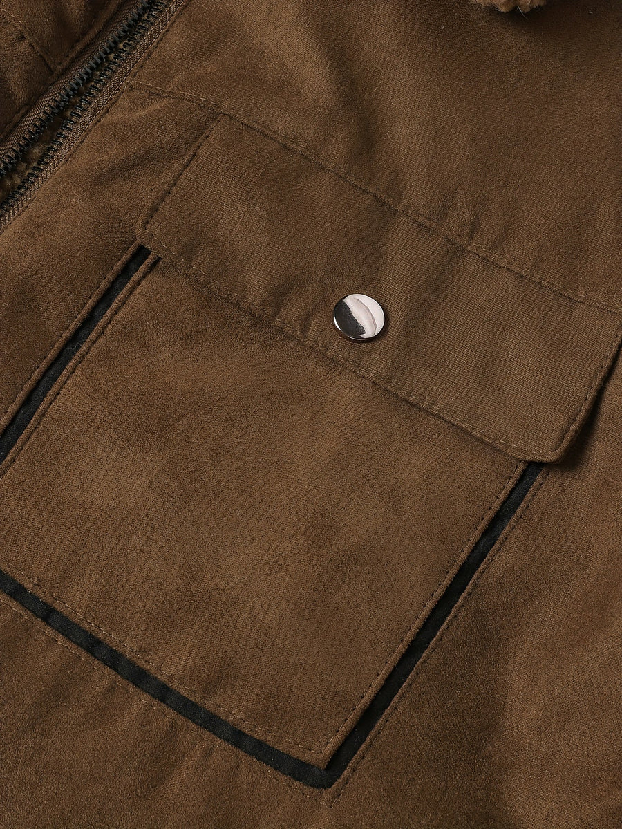 DESMOND | MEN'S FLEECE-LINED WINTER JACKET, CLASSIC FULL-ZIP CASUAL COAT – BROWN - Zarino Newstyle