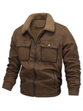 DESMOND | MEN'S FLEECE-LINED WINTER JACKET, CLASSIC FULL-ZIP CASUAL COAT – BROWN - Zarino Newstyle