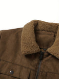 DESMOND | MEN'S FLEECE-LINED WINTER JACKET, CLASSIC FULL-ZIP CASUAL COAT – BROWN - Zarino Newstyle
