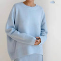 ELIANNE | WOMEN'S ELEGANT CASHMERE CREW NECK SWEATER, OVERSIZED LONG-SLEEVE KNITWEAR - Zarino Newstyle
