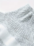 ELOWEN | WOMEN'S STRIPED HIGH-NECK KNIT SWEATER, RELAXED COZY WINTER PULLOVER – GREY - Zarino Newstyle