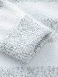ELOWEN | WOMEN'S STRIPED HIGH-NECK KNIT SWEATER, RELAXED COZY WINTER PULLOVER – GREY - Zarino Newstyle