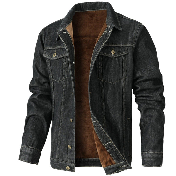 GIDEON | MEN'S FLEECE-LINED DENIM JACKET, CLASSIC BUTTON-UP SPRING OUTERWEAR - Zarino Newstyle