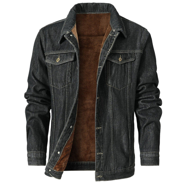 GIDEON | MEN'S FLEECE-LINED DENIM JACKET, CLASSIC BUTTON-UP SPRING OUTERWEAR