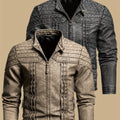 GRAHAM | MEN'S DISTRESSED MOTO JACKET, TEXTURED FAUX LEATHER CASUAL BIKER JACKET - Zarino Newstyle