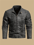 GRAHAM | MEN'S DISTRESSED MOTO JACKET, TEXTURED FAUX LEATHER CASUAL BIKER JACKET - Zarino Newstyle