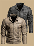 GRAHAM | MEN'S DISTRESSED MOTO JACKET, TEXTURED FAUX LEATHER CASUAL BIKER JACKET - Zarino Newstyle