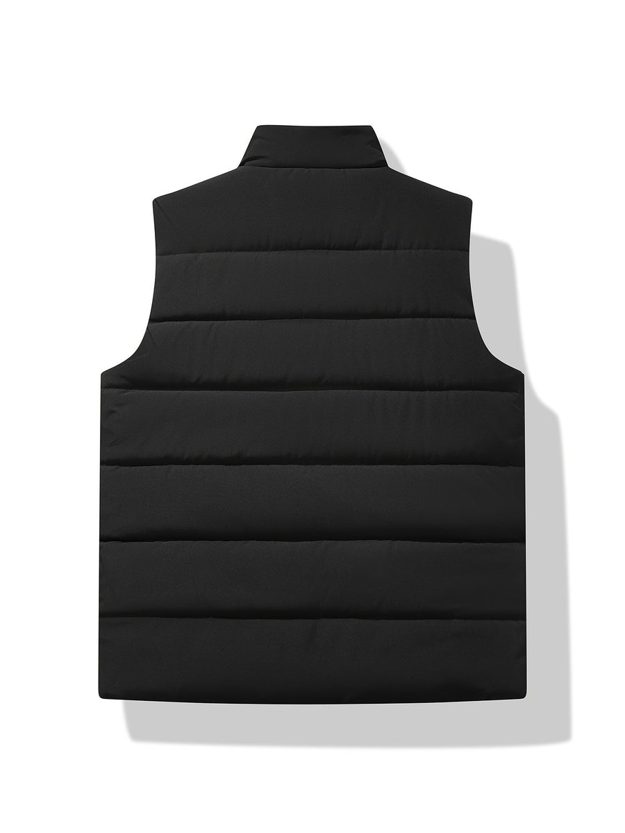 HOLDEN | MEN'S QUILTED PUFFER VEST, LIGHTWEIGHT INSULATED STAND COLLAR WINTER LAYER – BLACK - Zarino Newstyle