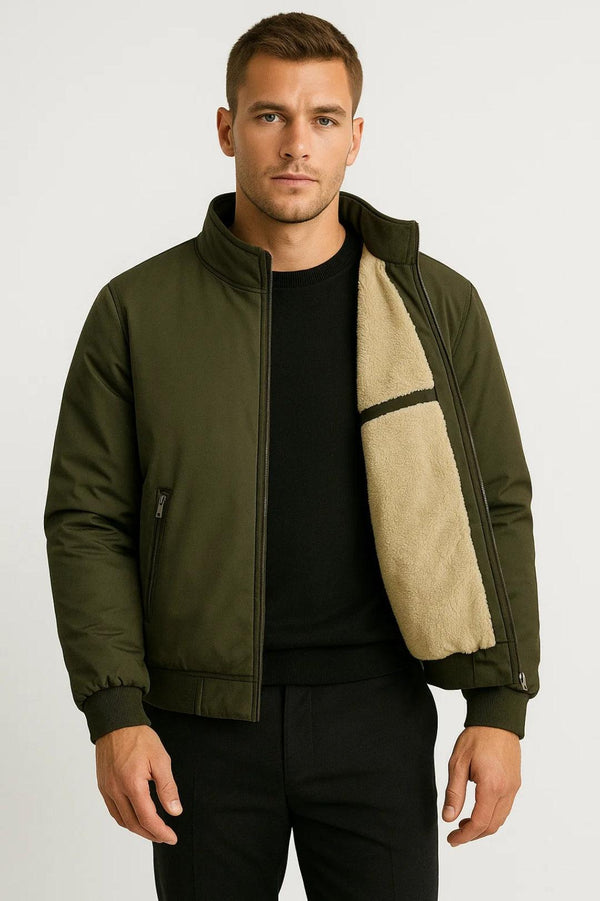 MARCELLO | MEN'S QUILTED BOMBER JACKET, HIGH-COLLAR ZIP-UP SPRING OUTERWEAR