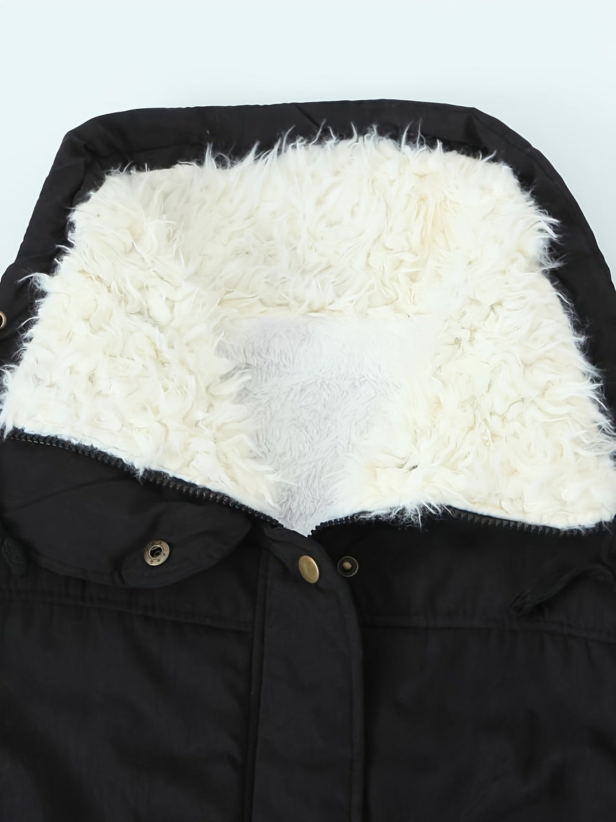 MARIBEL | WOMEN'S FAUX FUR COLLAR MID-LENGTH PARKA, DRAWSTRING WAIST WINTER COAT - Zarino Newstyle