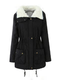 MARIBEL | WOMEN'S FAUX FUR COLLAR MID-LENGTH PARKA, DRAWSTRING WAIST WINTER COAT - Zarino Newstyle